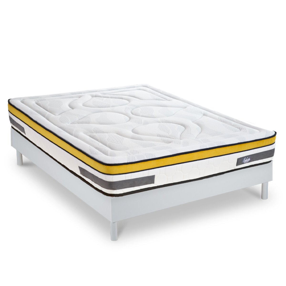 Ensemble AUBERTIN Ressorts ensaché + sommier bois blanc, MAISON AUBERTIN