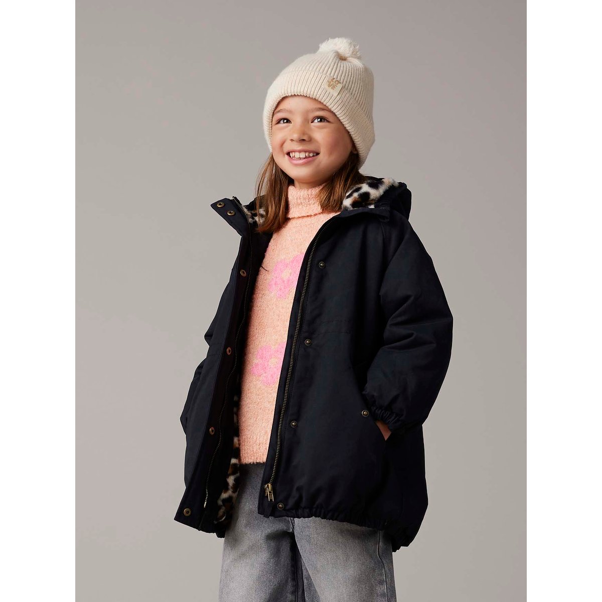 Parka à capuche doublée imitation fourrure noir, VERTBAUDET