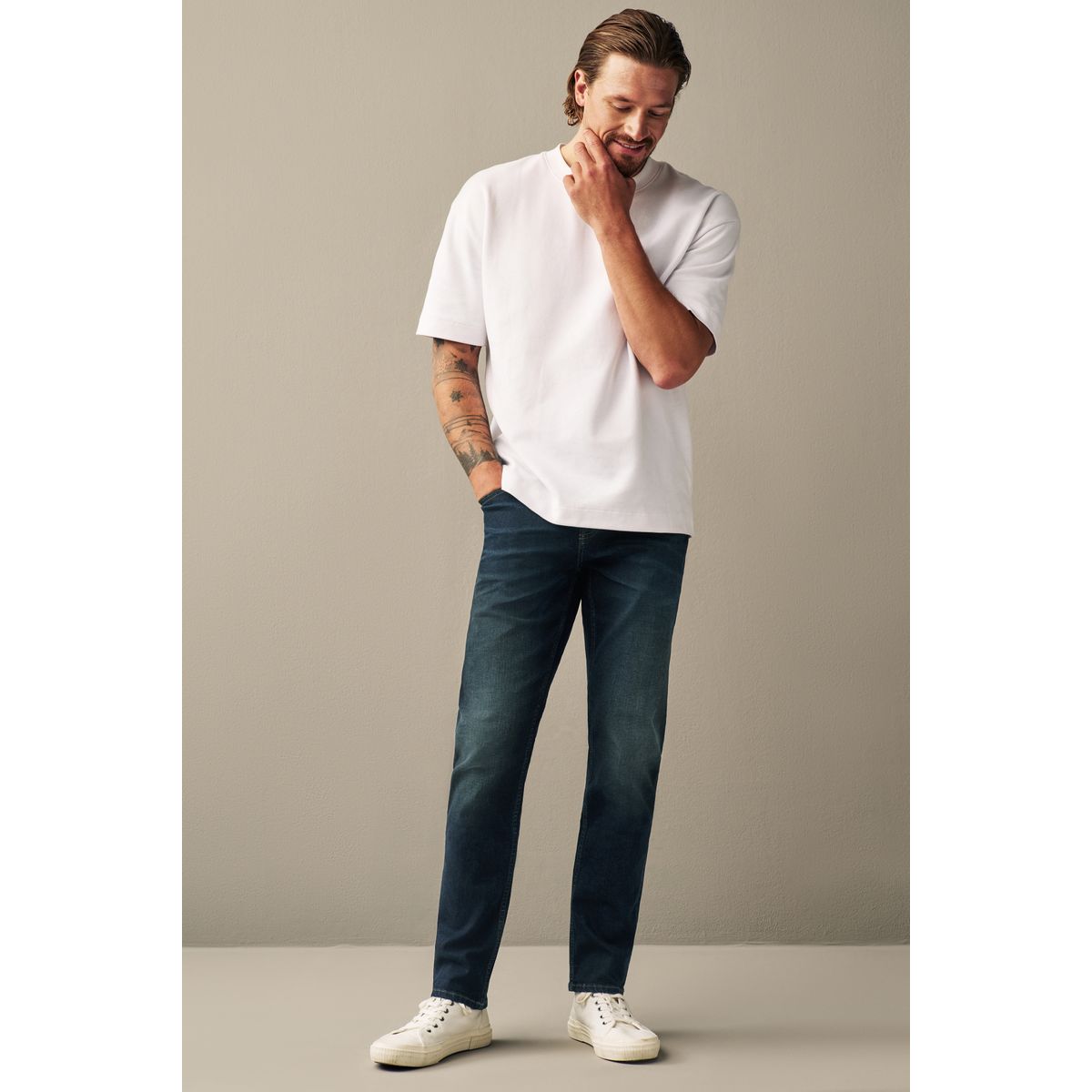 Jean authentique stretch vintage coupe slim bleu foncé, NEXT