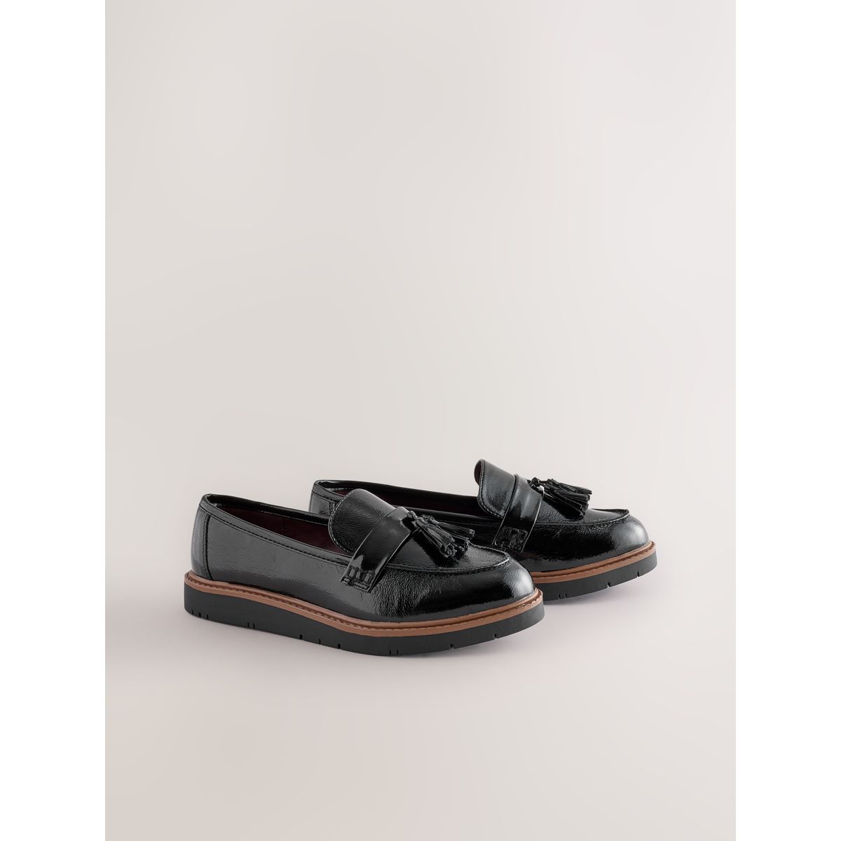 Mocassins à glands et semelle épaisse noir, NEXT