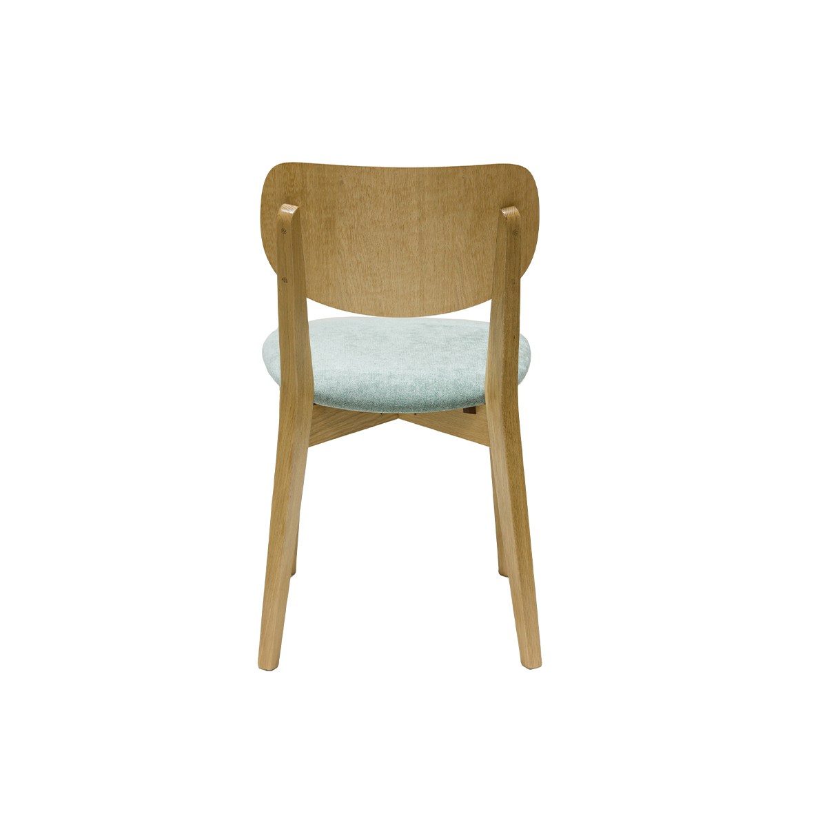 Chaises vintage en bois clair chêne et tissu effet velours vert céladon (lot de 2) LUCIA vert lagon, MILIBOO