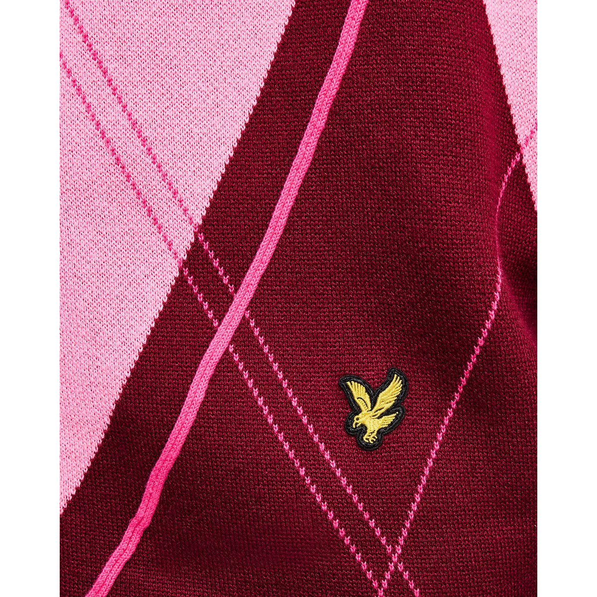 Veste à losanges en maille de survêtement rouge bordeaux audacieux, LYLE & SCOTT