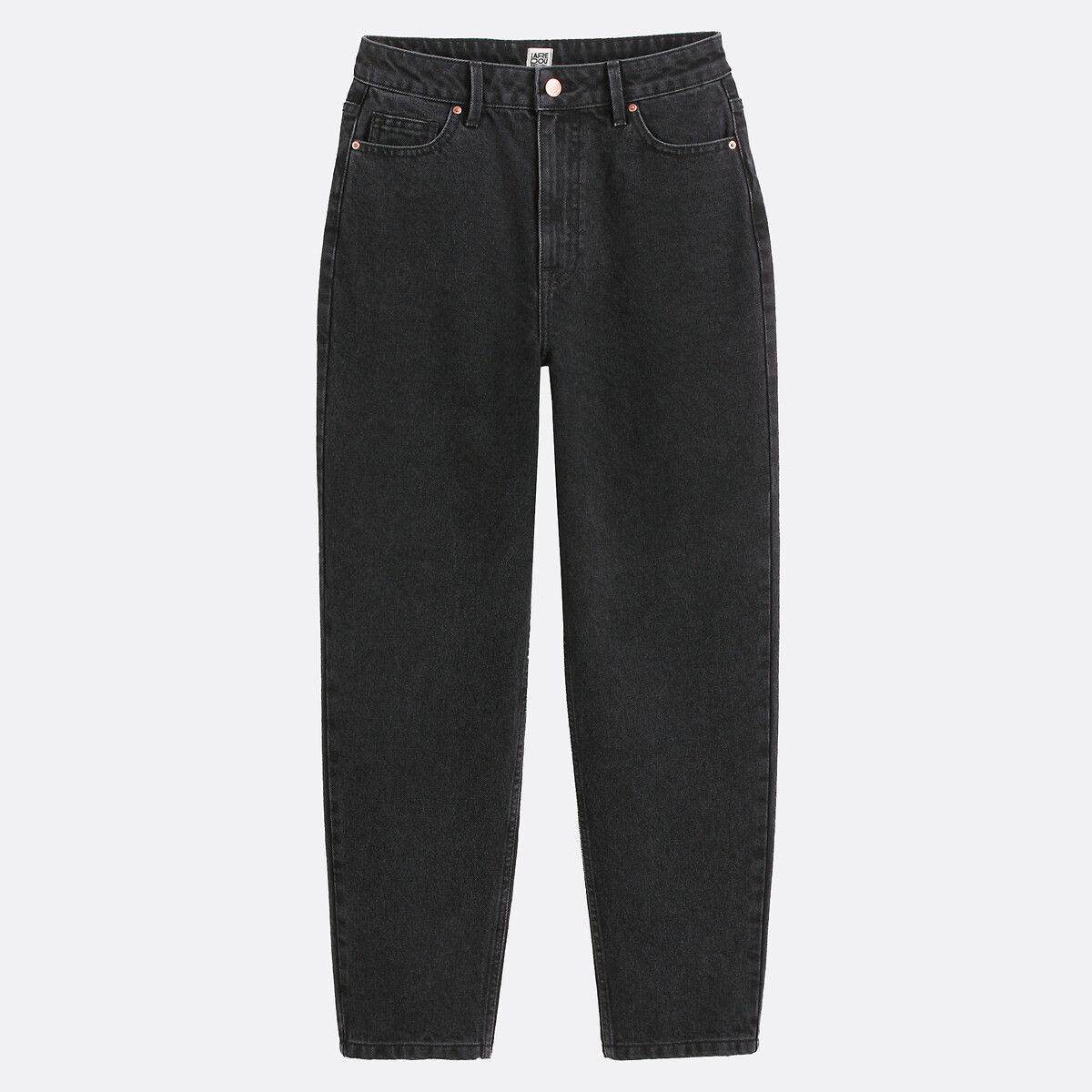 Jeans mom fit em algodão bio, Signature PAULINE preto lavado, LA REDOUTE COLLECTIONS