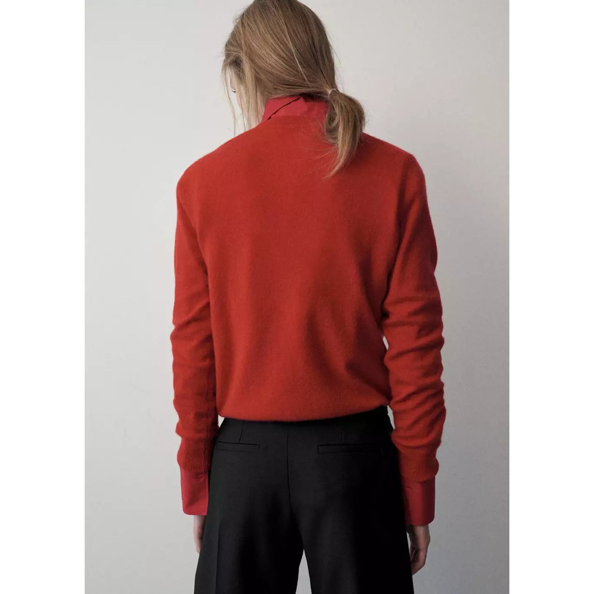 Pull-over 100 % cachemire col rond rouge, MANGO