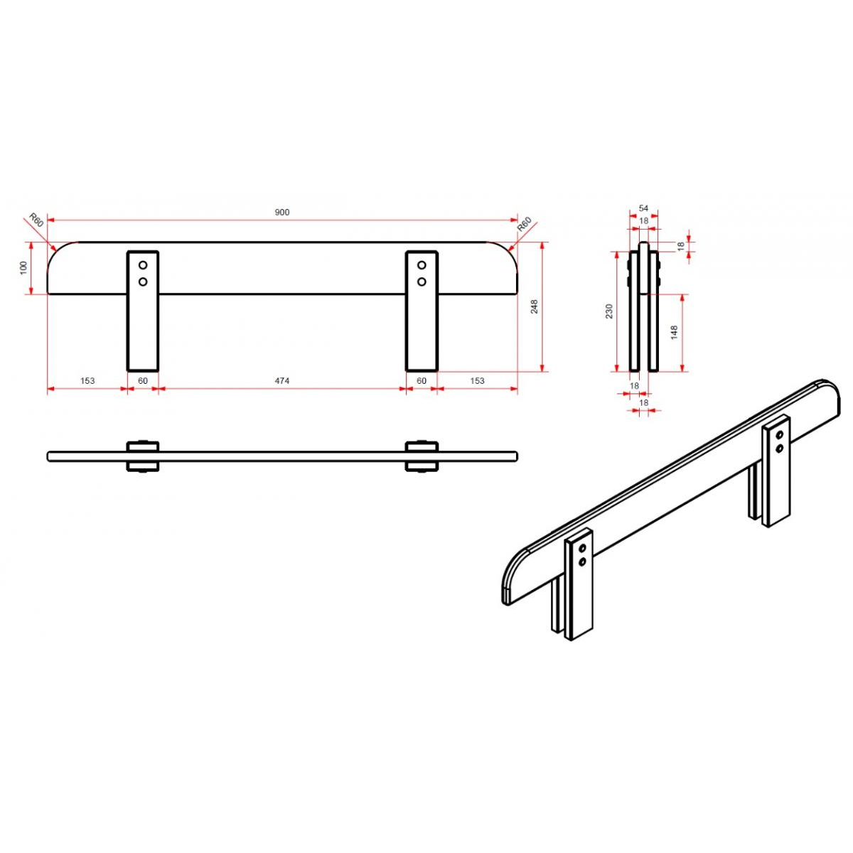 Barrière de sécurité pour Lit enfant Kiddy couleur unique, VIPACK