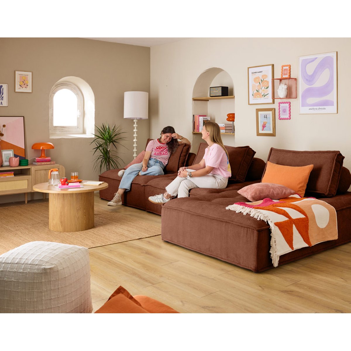 Canapé d'Angle réversible 4 places - MARISOL terracotta, BEST MOBILIER