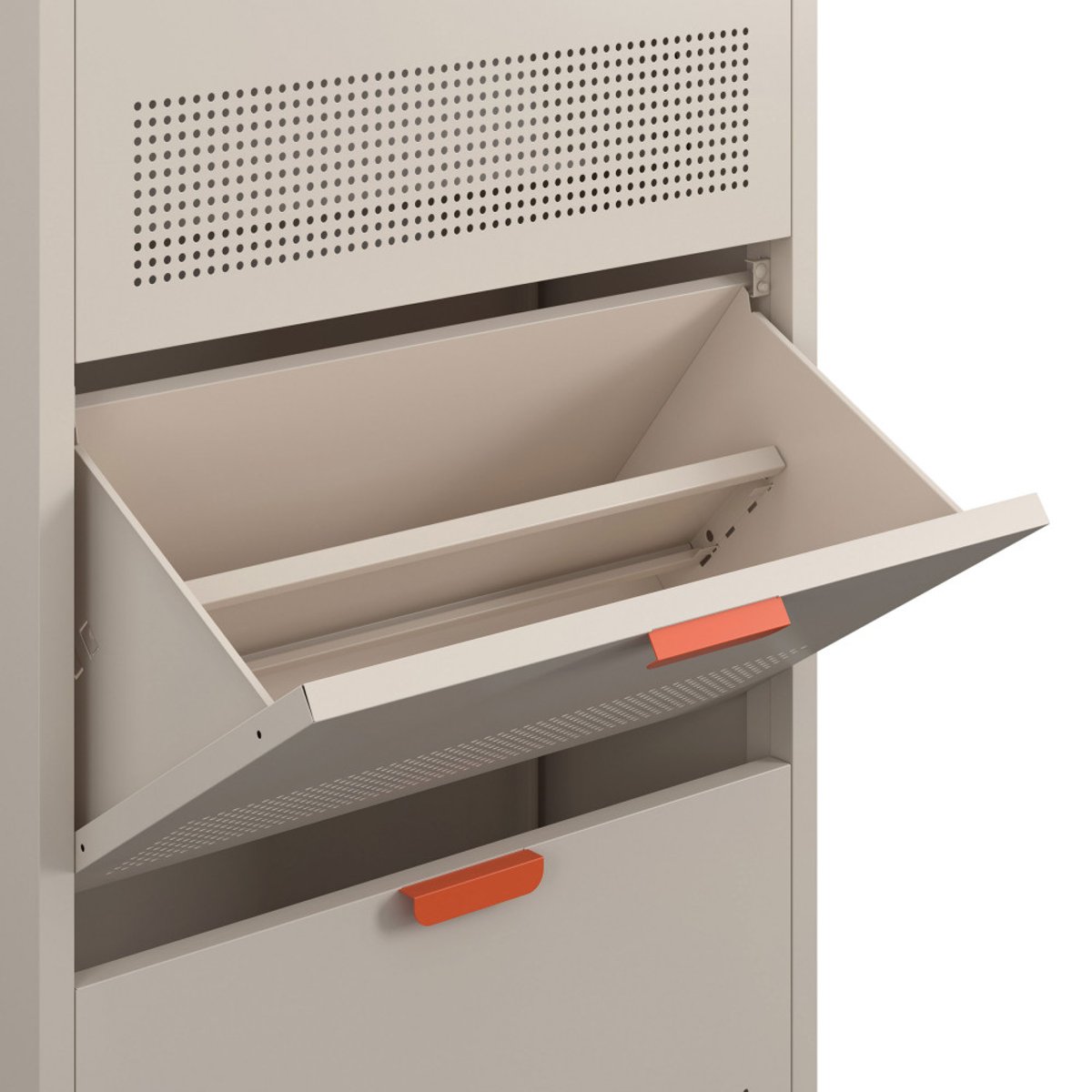 Meuble à chaussures 3 portes en métal H120cm- ADEL beige, DRAWER