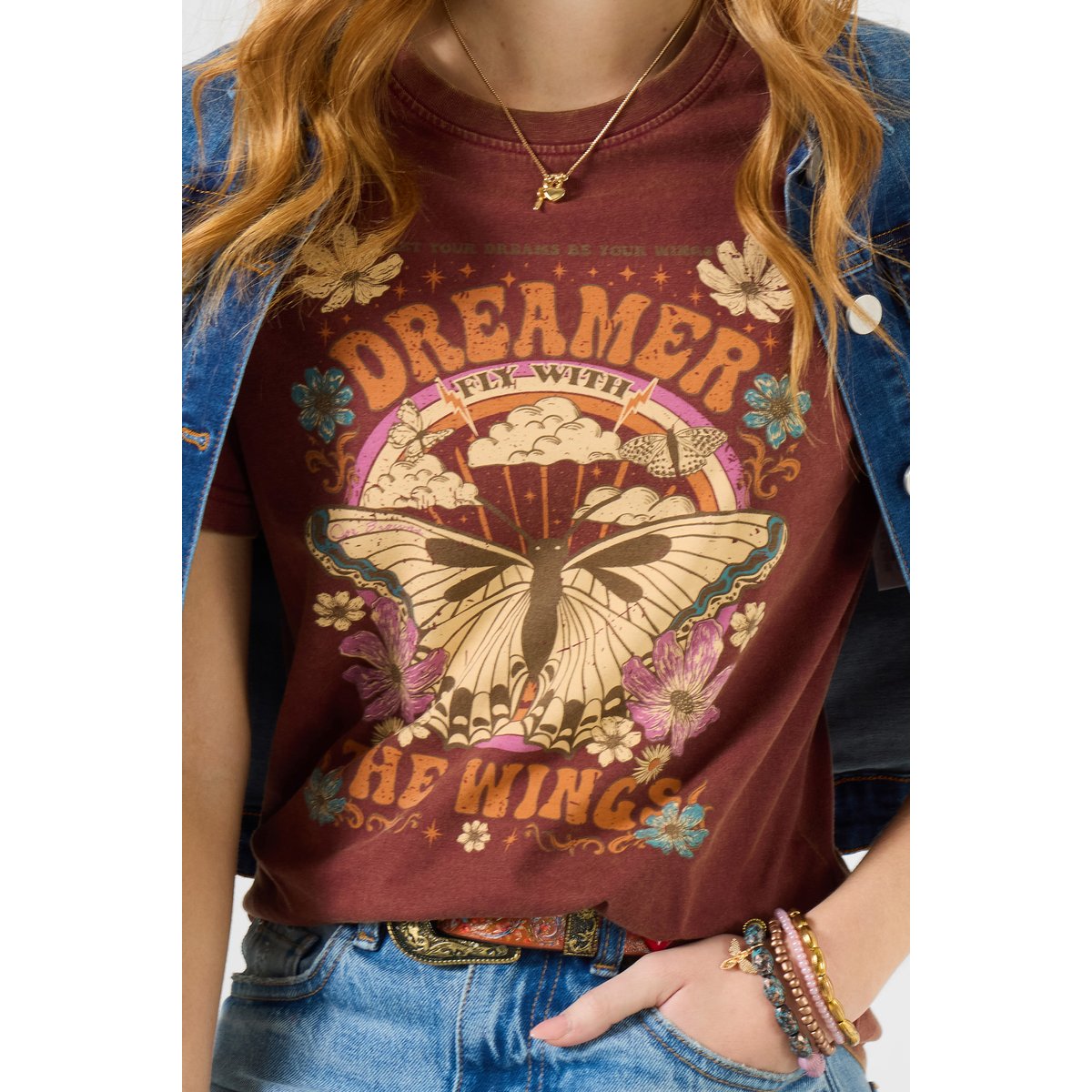 T-shirt à motif papillon d’inspiration rétro violet, JOE BROWNS