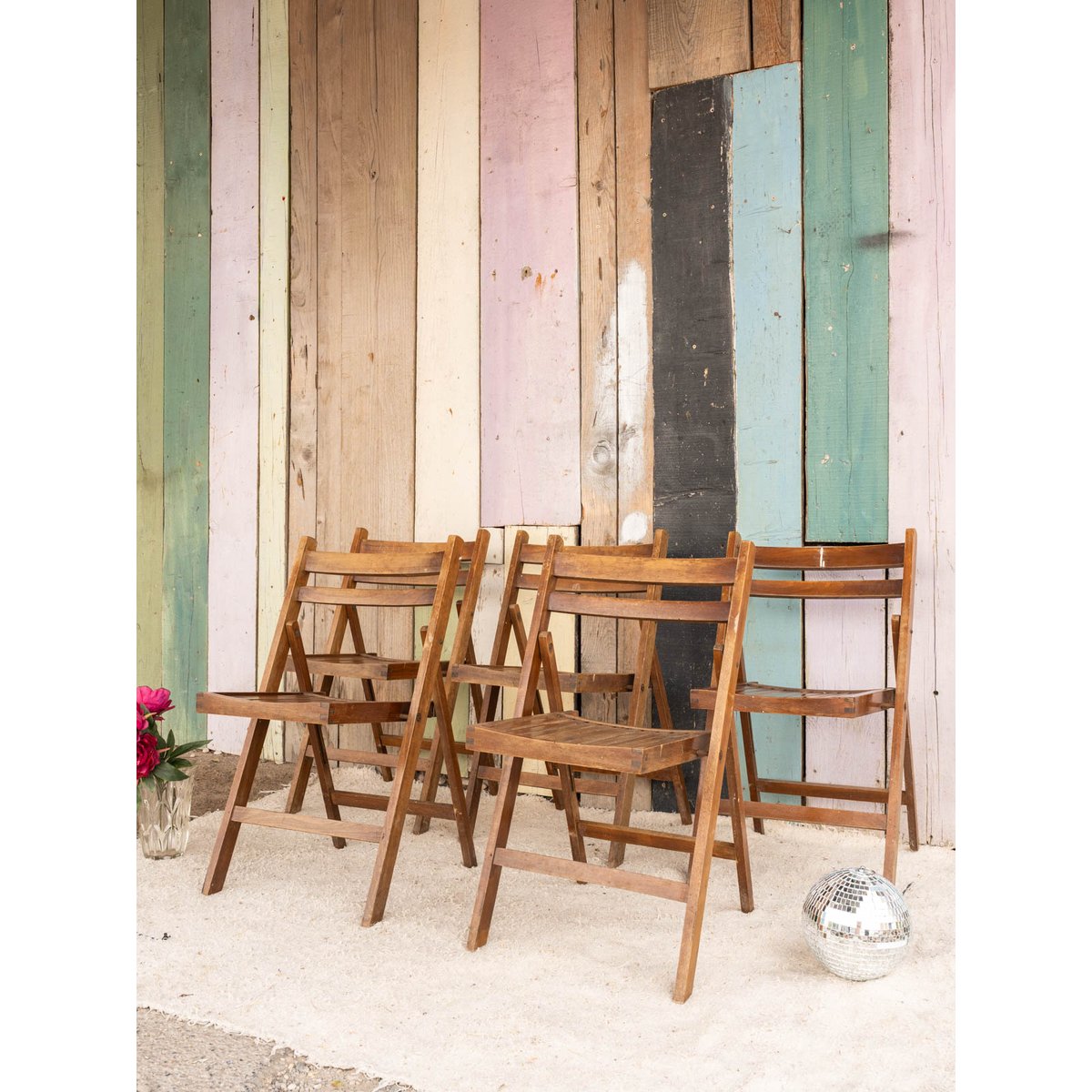 Lot de 5 chaises en bois Claude N°1412 - Bon état bois foncé, DEBONGOUT