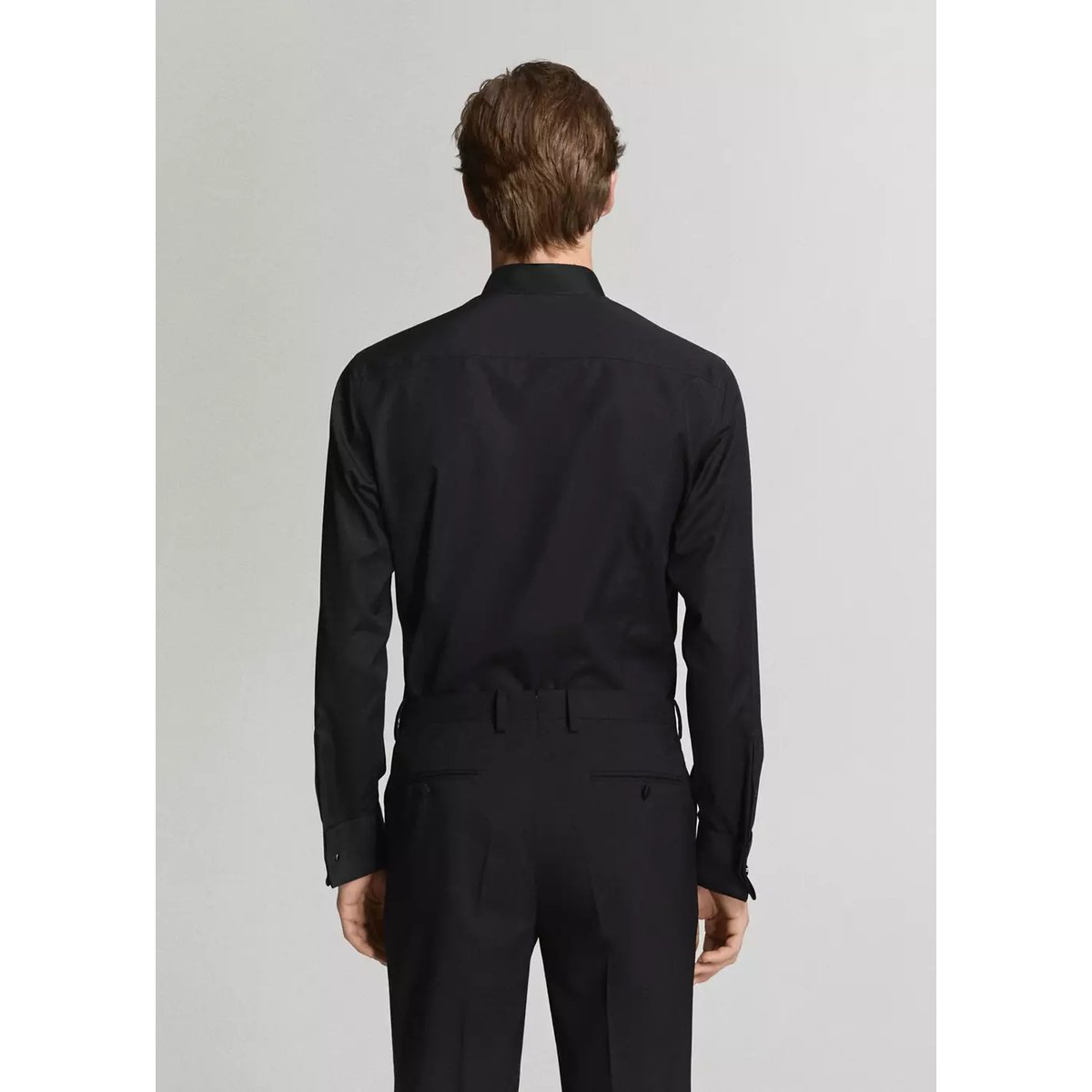 Chemise de costume à col smoking noir, MANGO MAN