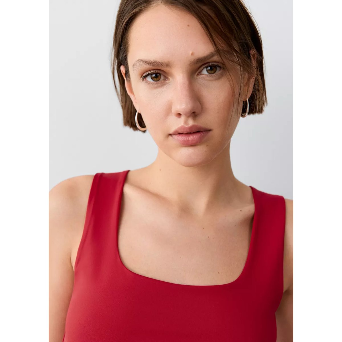 Top à bretelles encolure carrée rouge, MANGO TEEN