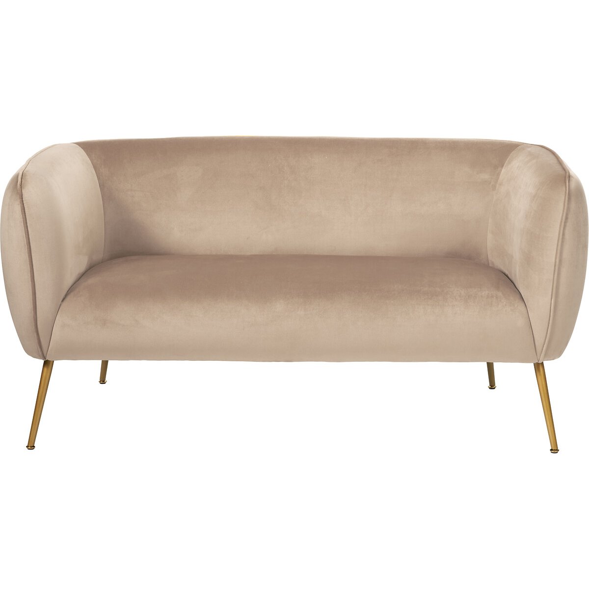 Luxe Velvet 2 Seater Accent Sofa with Black or Gold Legs beige, SO'HOME