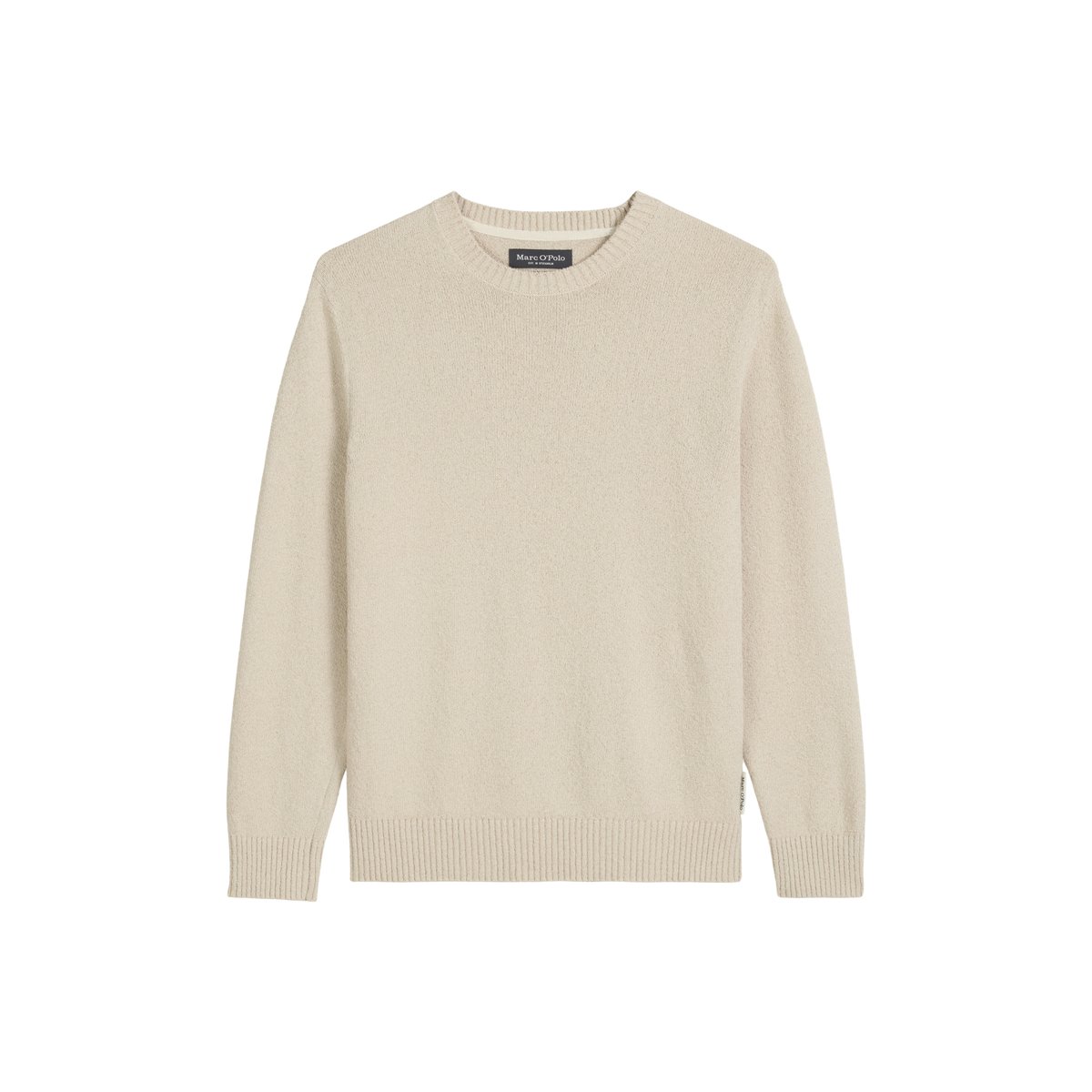 Pull bouclette regular en coton bio mélangé beige, MARC O'POLO