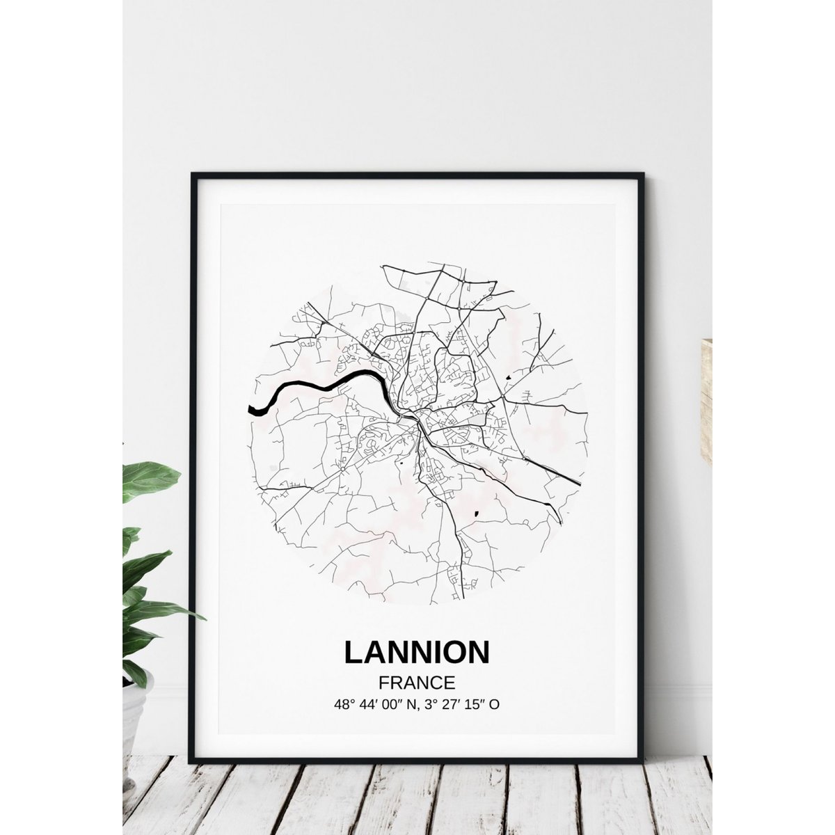 Affiche Carte Lannion blanc, L'AFFICHERIE