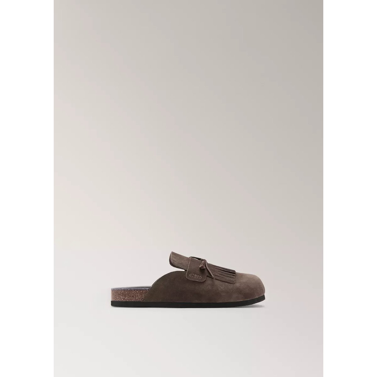 Chaussons sabots en cuir marron, MANGO