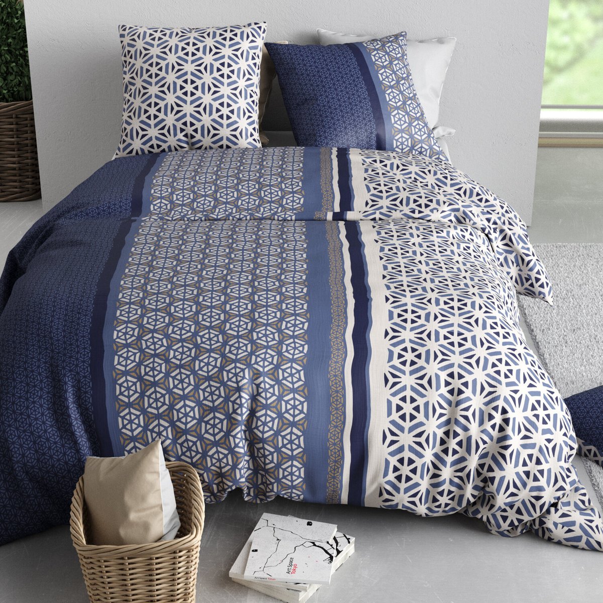 Parure housse de couette en coton imprimée, Mil multicolore, ATELIER DU COTON