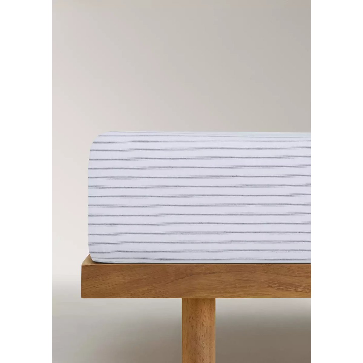 Drap-housse enfant coton seersucker à rayures lit 90 cm gris, MANGO HOME