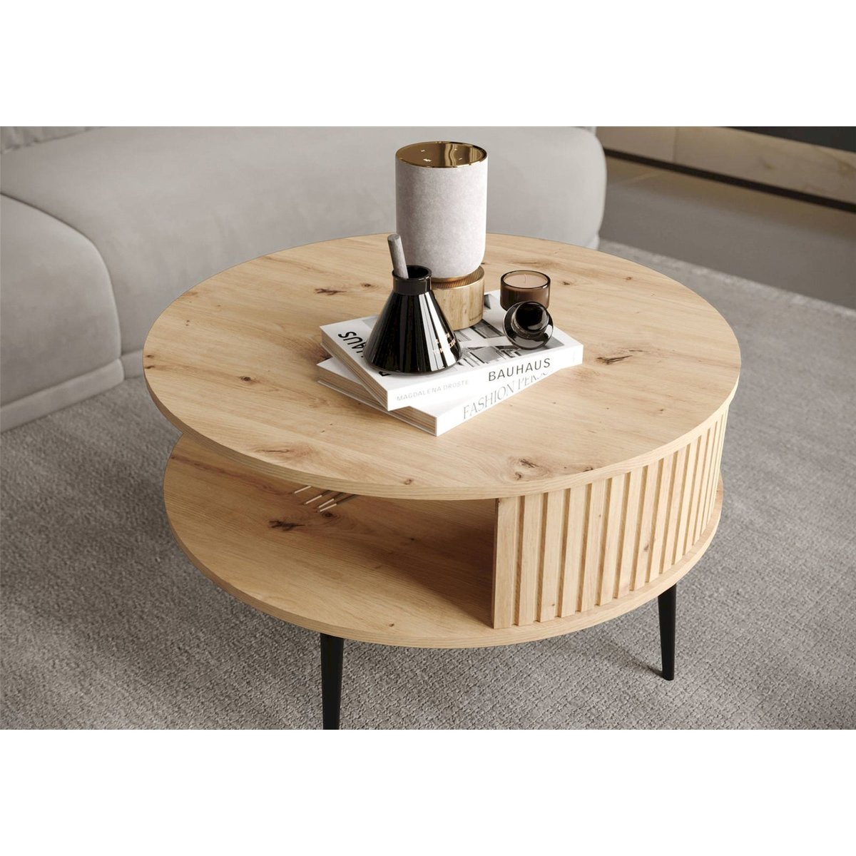 Table basse ronde collection PIVIANO noir mat, RECOLLECTION