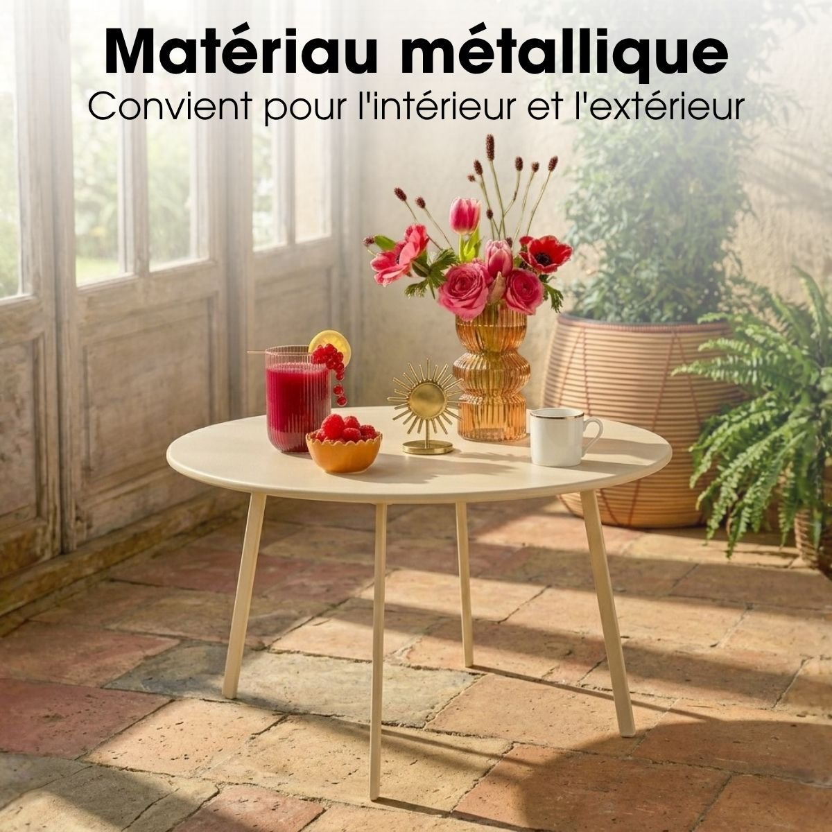 Table d'appoint SEATLE crème, MICA DECORATIONS