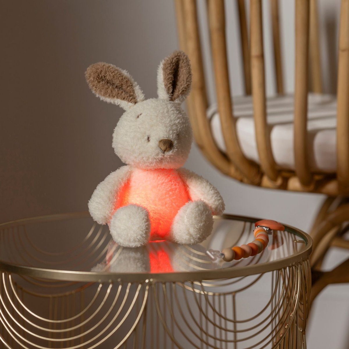 Peluche veilleuse ecru, marron, NATTOU
