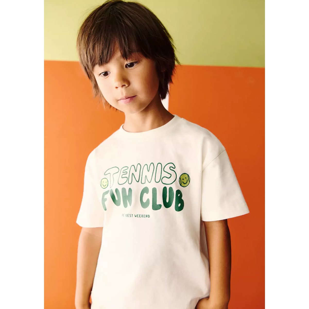 T-shirt 100 % coton phrase blanc cassé, MANGO BABY