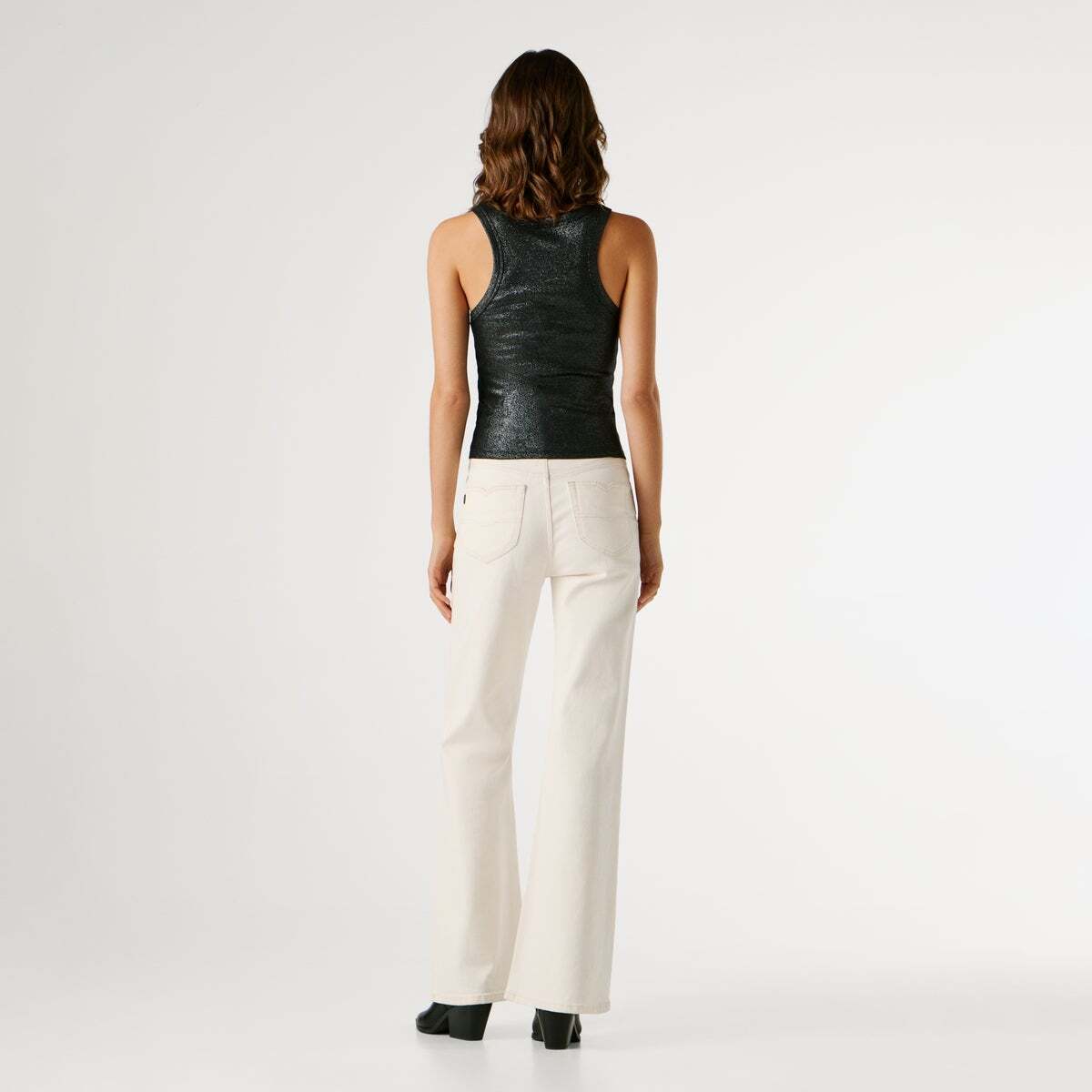 Top Côtelé Métallisé noir, PEPE JEANS