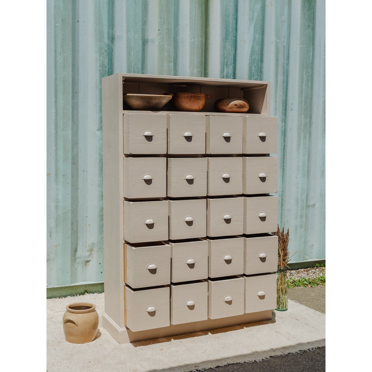 Meuble de métier à 20 casiers en bois Fernand N°351 - Bon état rose, DEBONGOUT