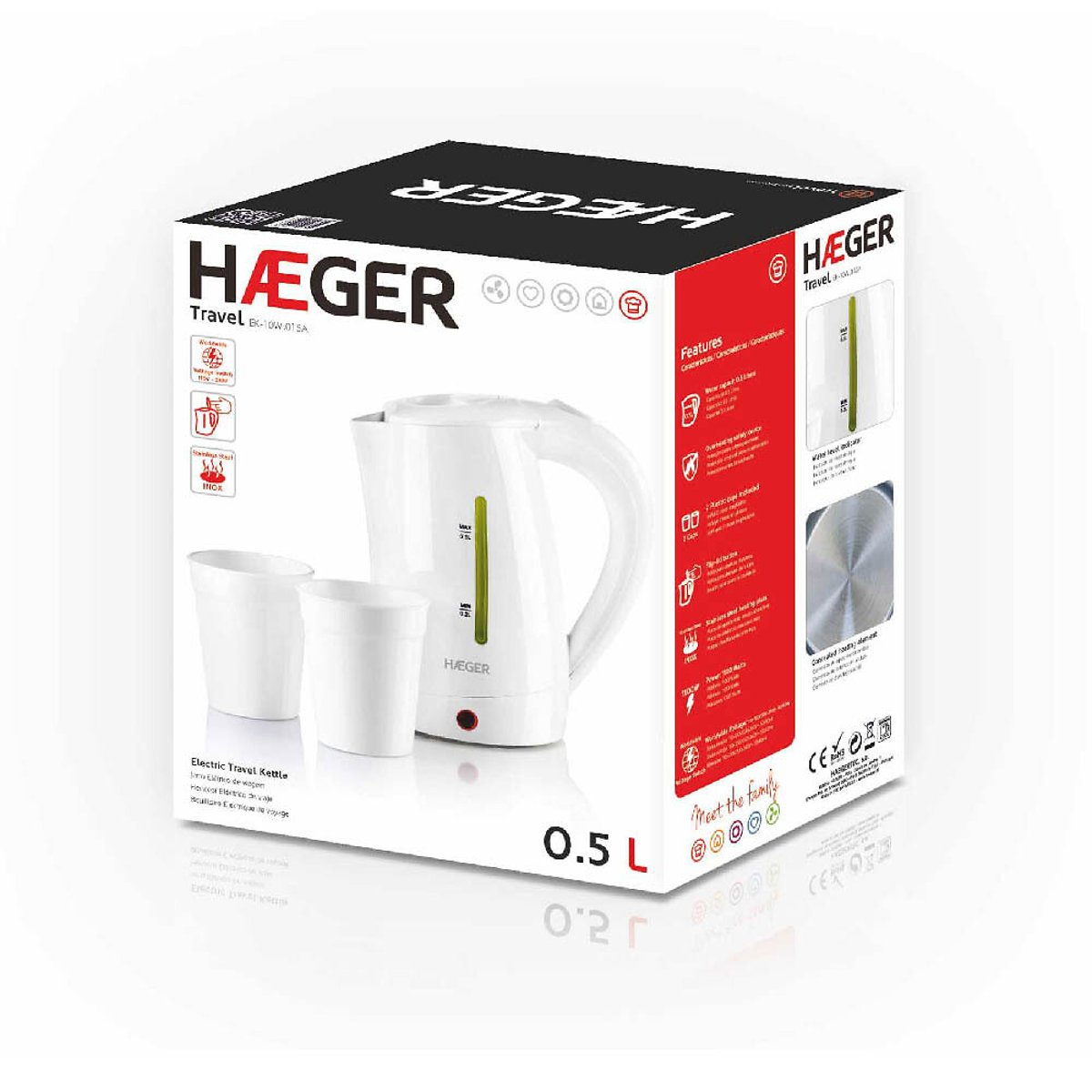 Jarro elétrico Travel, HAEGER branco, HAEGER