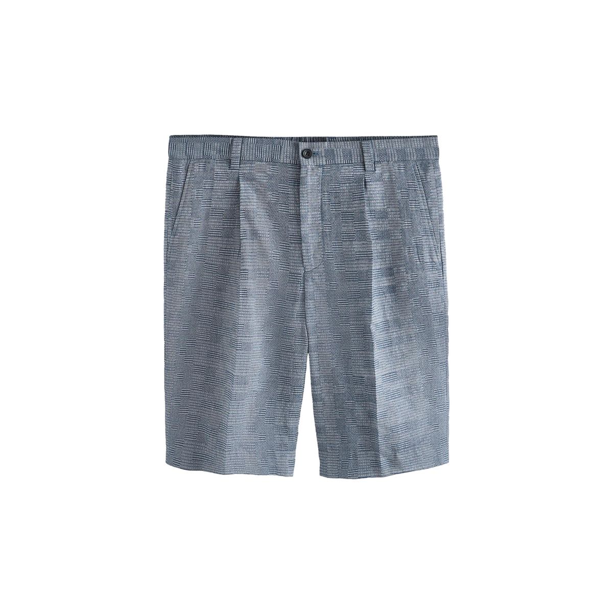 Short de costume en coton texturé carreaux bleu, NEXT