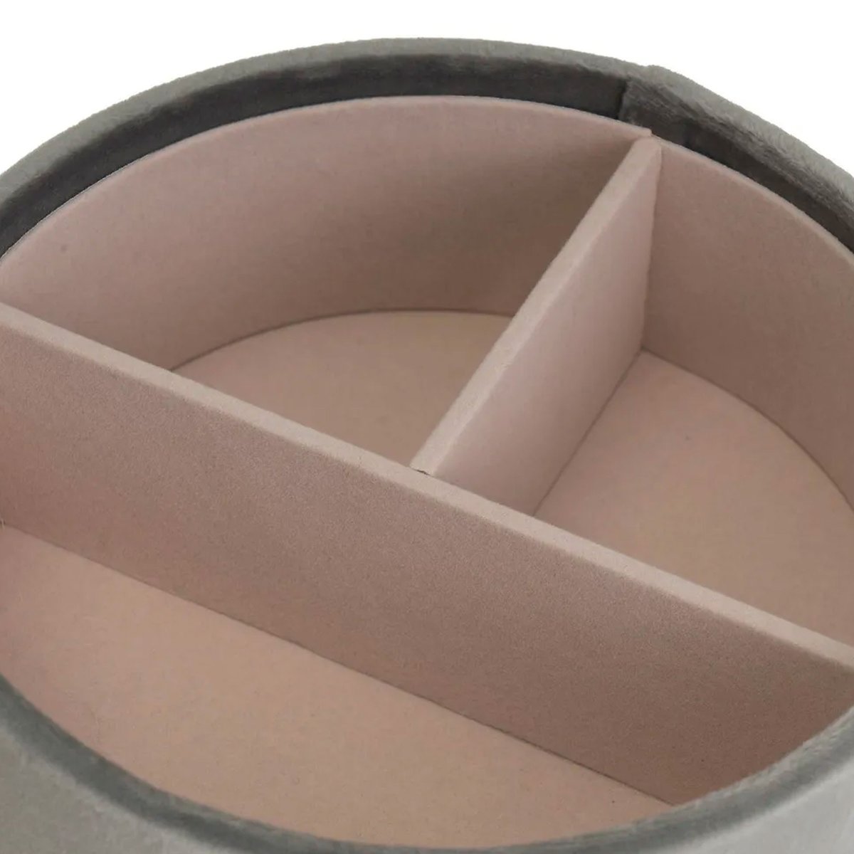 Set de 2 boîtes à bijoux rondes velours beige et gris 16x16x6.5cm gris, WADIGA