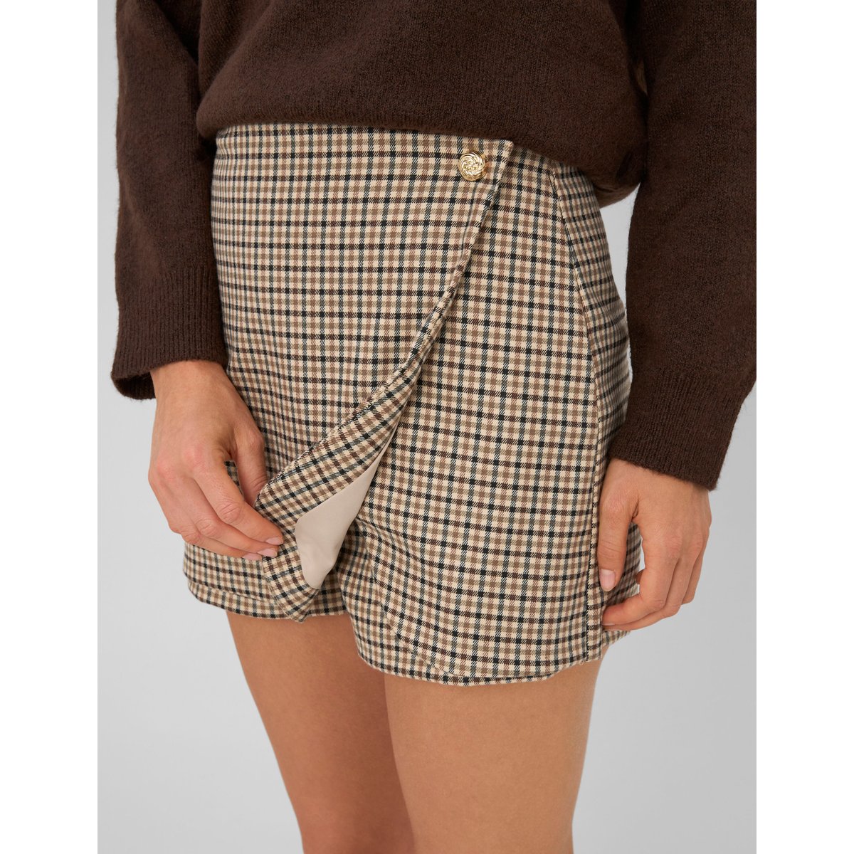 Jupe-short à carreaux marron, BZB