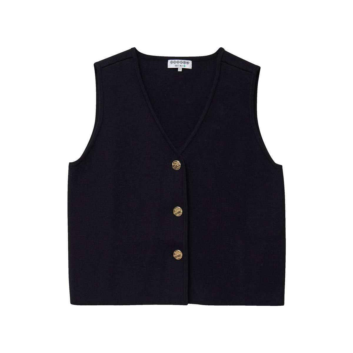 Gilet droit court sans manches col v noir, BONOBO