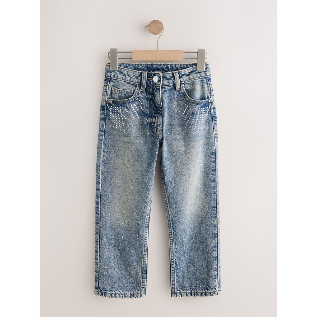 Jean droit avec ornements et poche fantaisie bleu moyen, NEXT