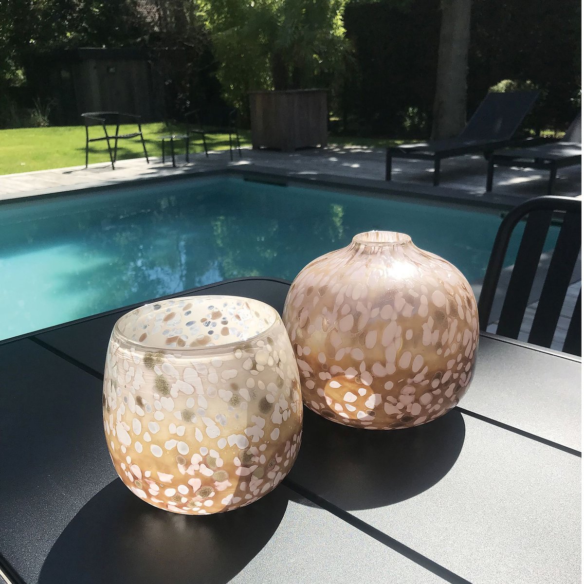 Pot en verre soufflé h12cm, COPPRA rose, NOW'S HOME