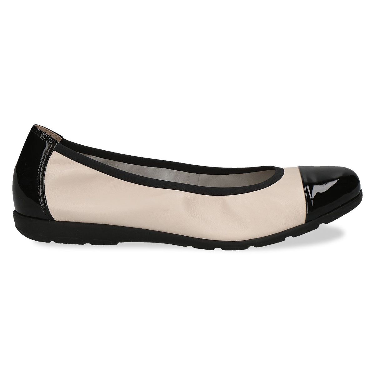 Ballerine en cuir beige ivoire caoutchouc, CAPRICE