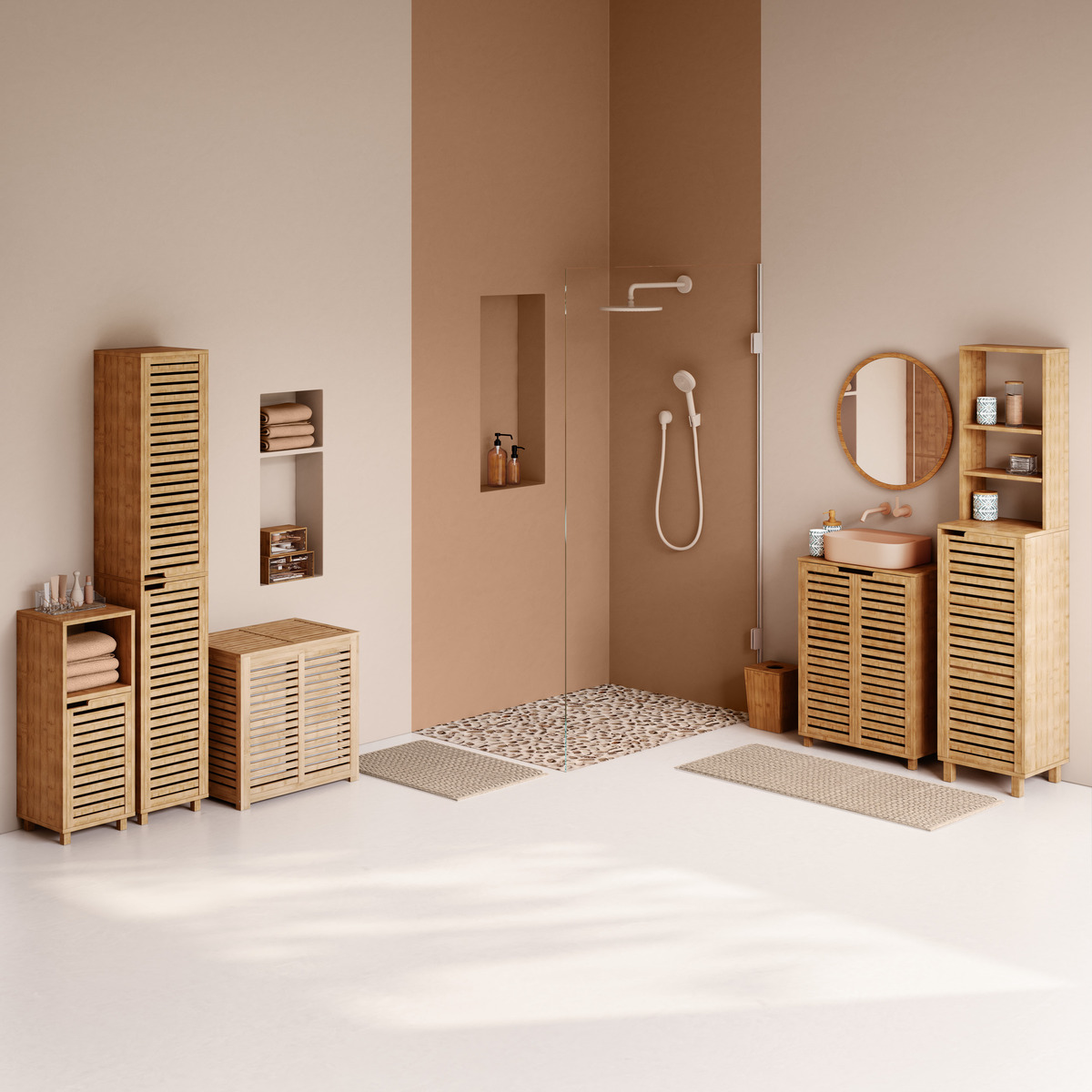 Meuble colonne 1 porte SICELA marron, 5FIVE SIMPLY SMART
