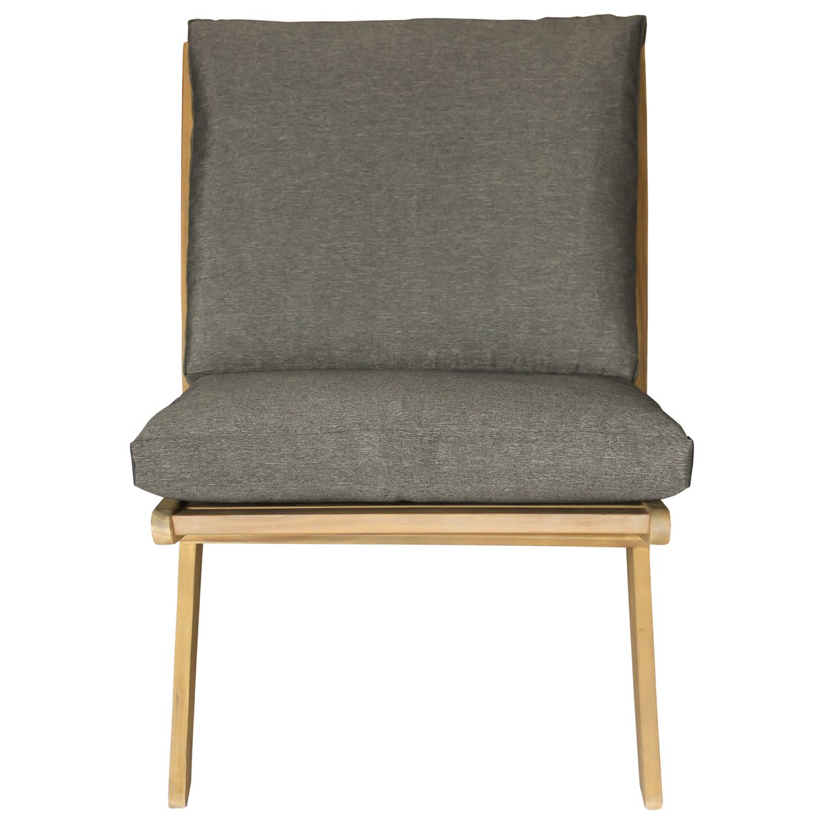 Fauteuil pliant acacia FARO coussin beige, FARO gris, bois, HAPPY GARDEN