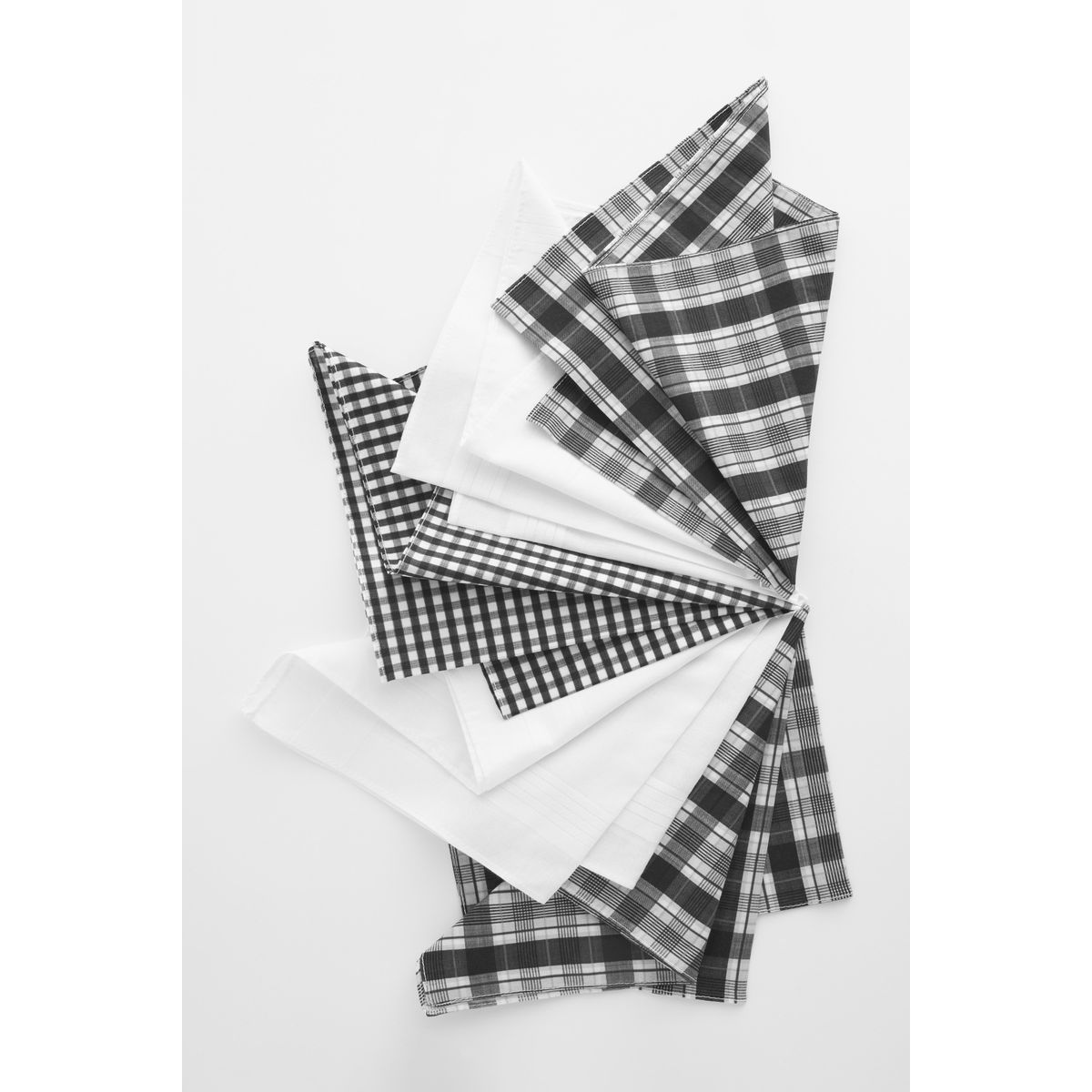 Mouchoirs coupe classique, lot de 5 blanc/noir à carreaux, NEXT