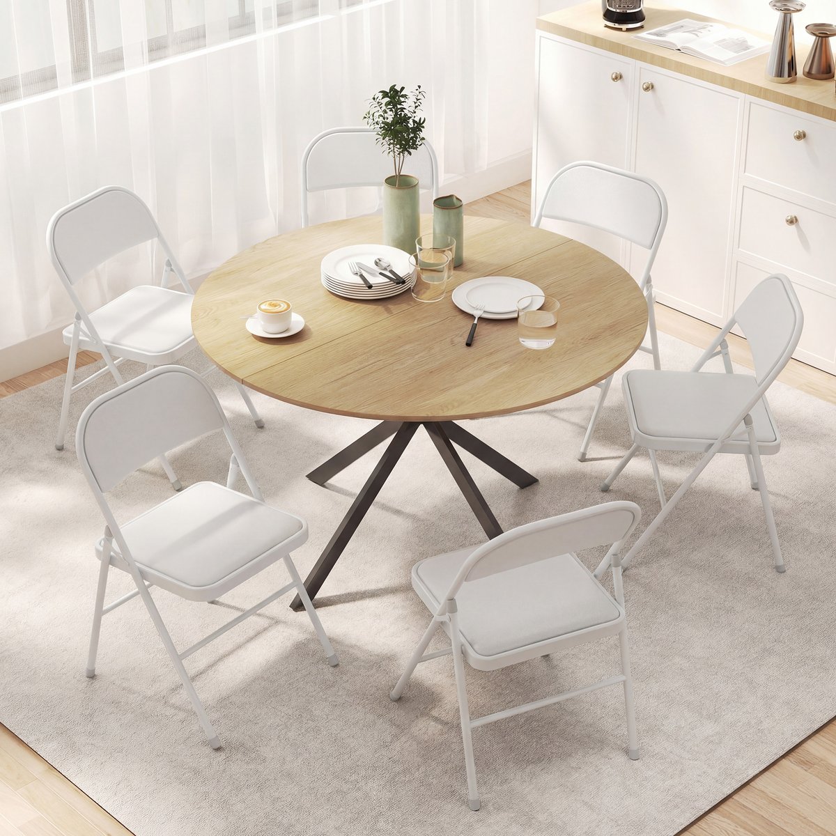 Chaise pliante Revêtement synthétique Blanc blanc, HOMCOM