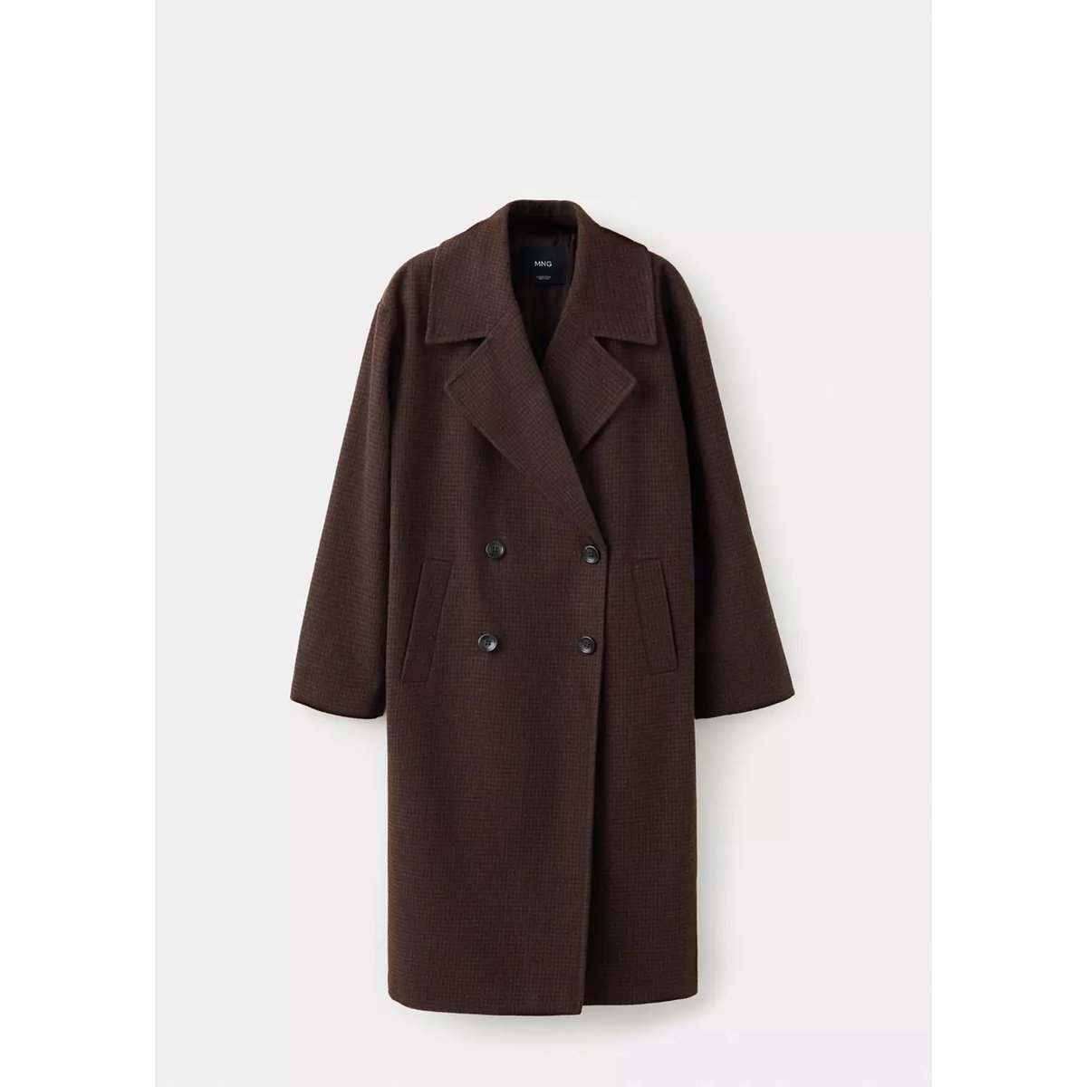 Manteau laine mélangée croisé chocolat, MANGO TEEN