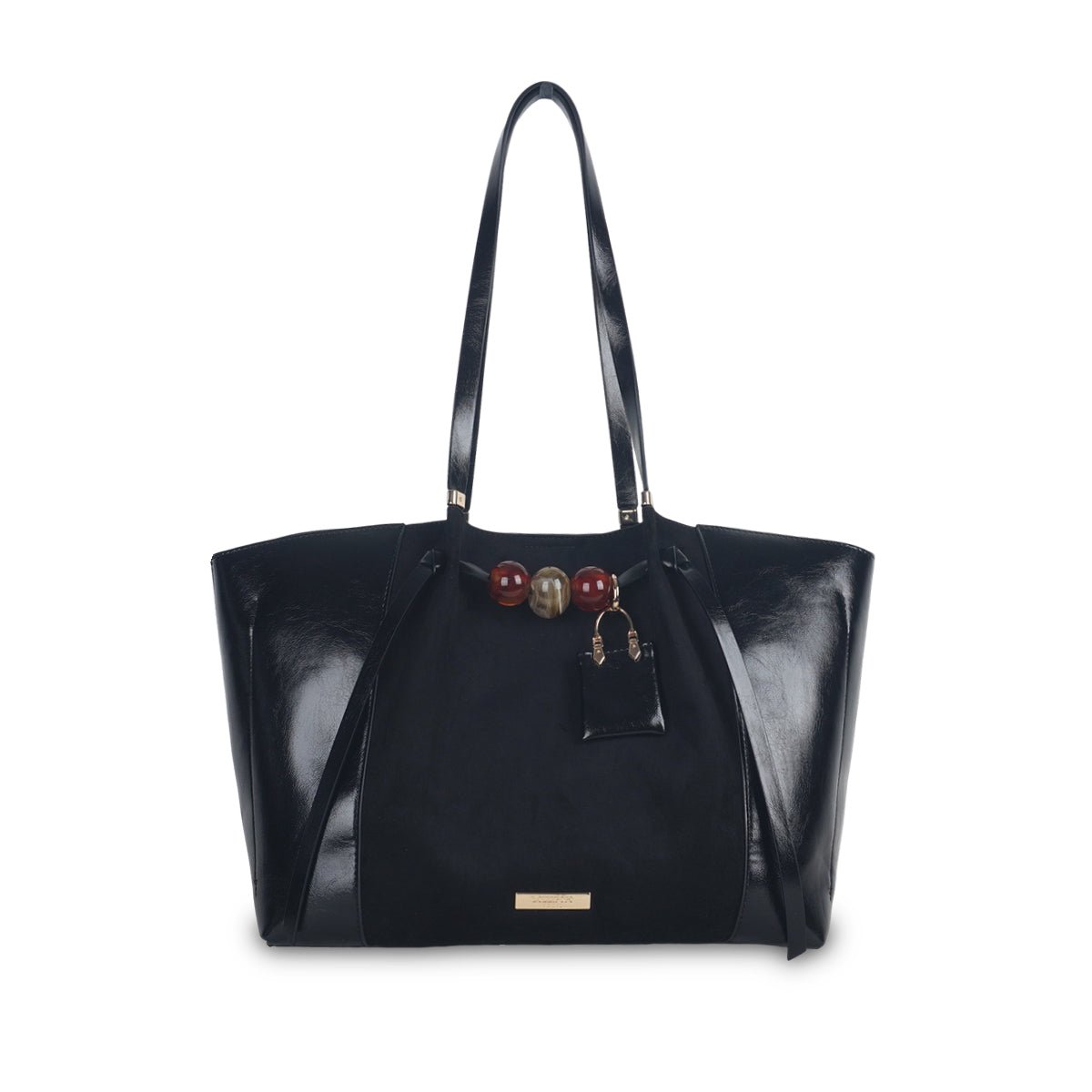Grand sac shopper L Tarick noir,doré, LOLLIPOPS