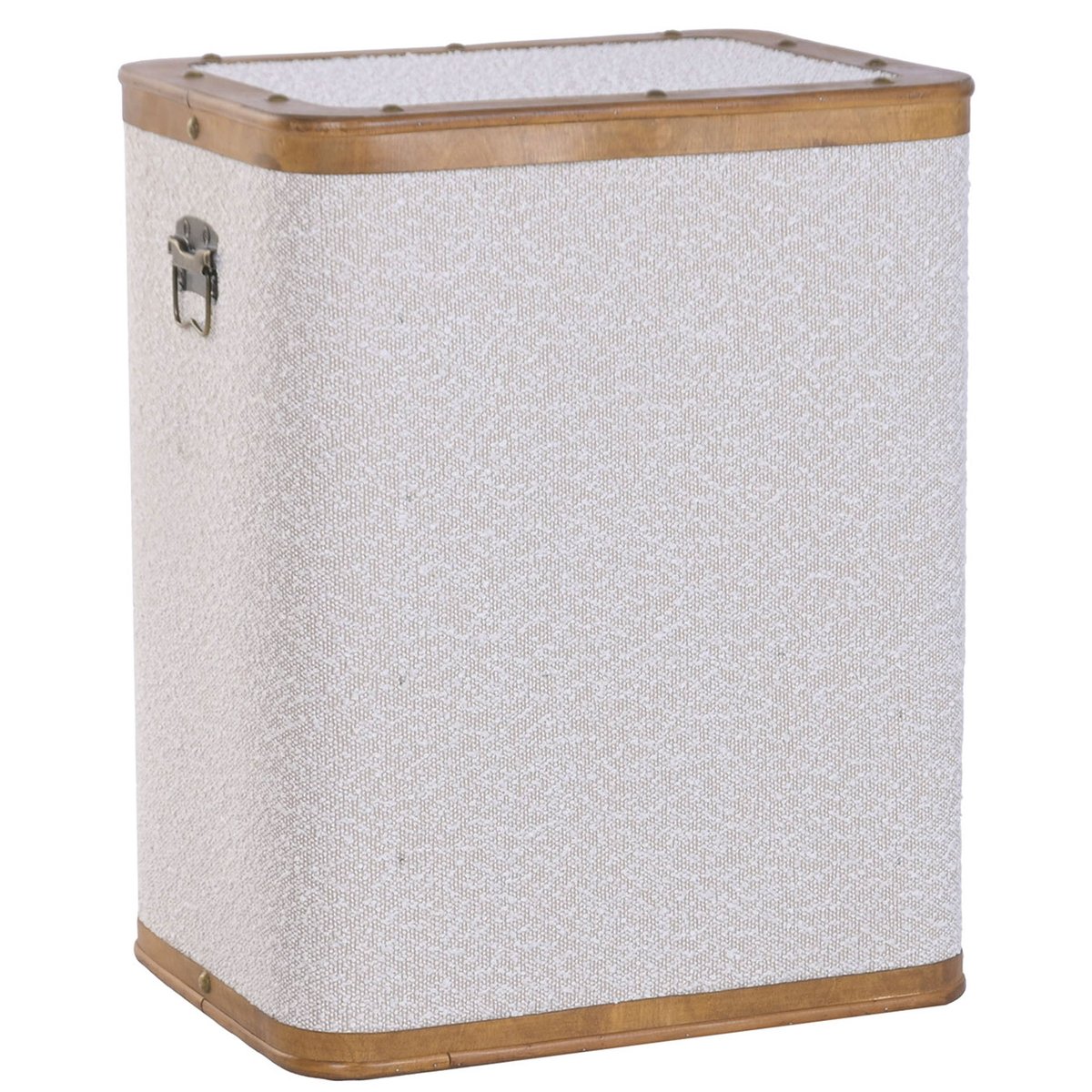 Table de chevet en bois et tissu beige 3 tiroirs 48x36x60cm bois, WADIGA
