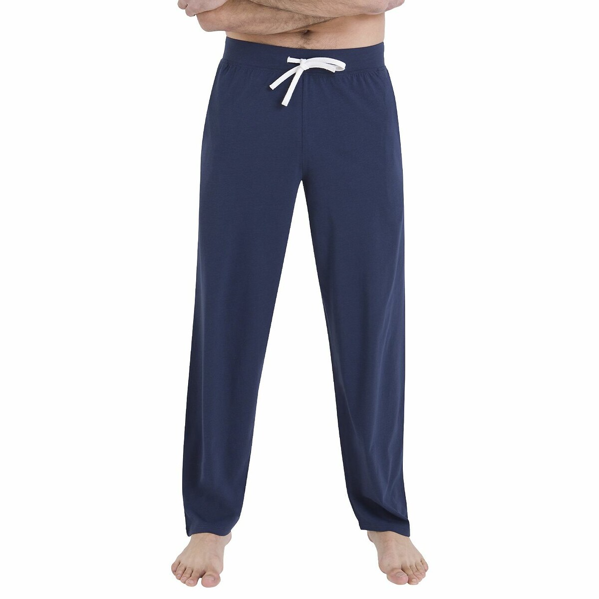 Pyjama long en coton bio bleu marine, ATHENA