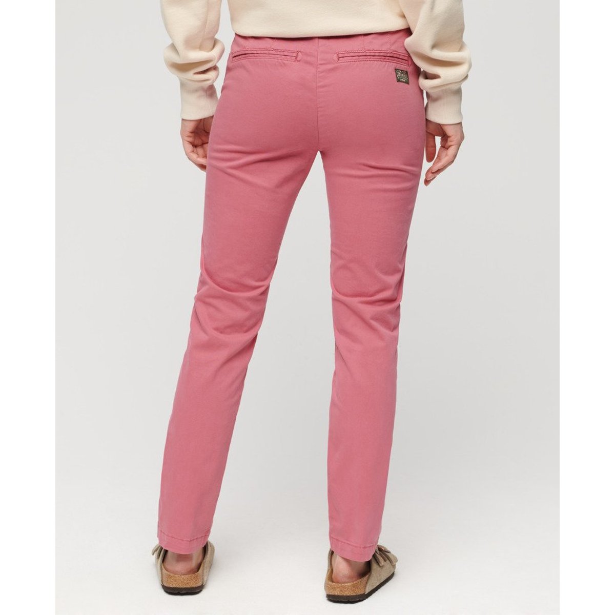 Pantalon chino à taille mi-haute rose mauve, SUPERDRY