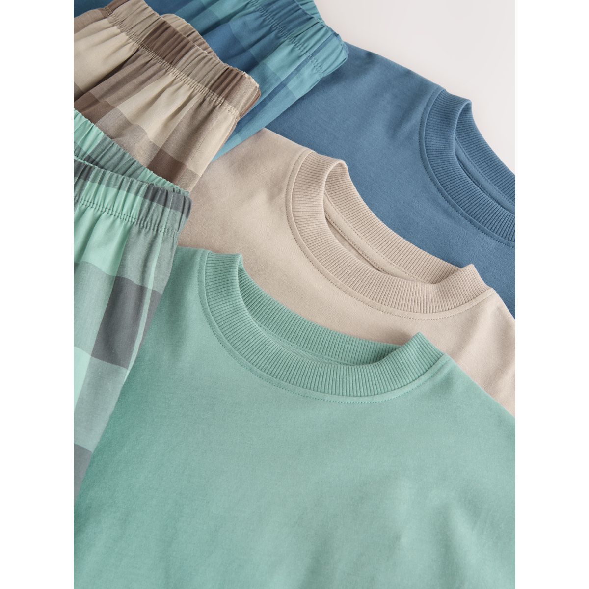 Pyjama short tissé, lot de 3 bleu/vert/pierre, NEXT