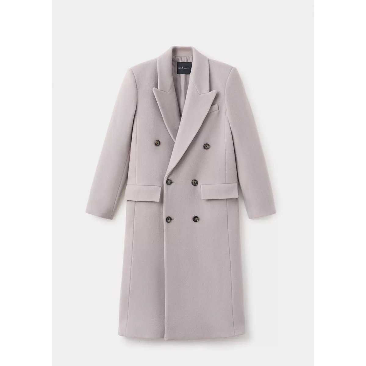 Manteau en laine à double boutonnage marron moyen, MANGO