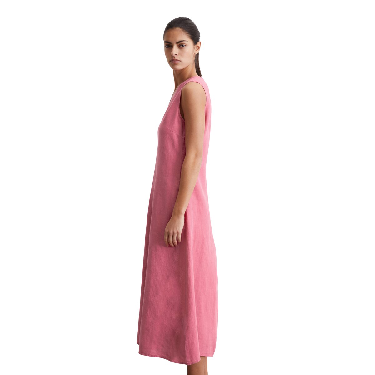 Robe sans manches en lin shaped coupé en A-ligne rose, MARC O'POLO