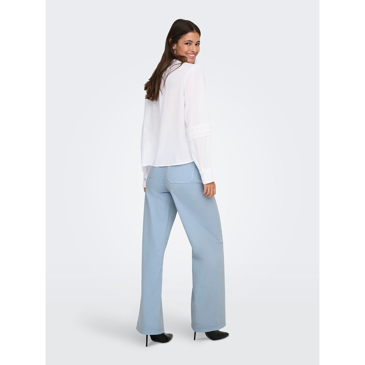 V-Neck Long Sleeve Blouse white, JDY