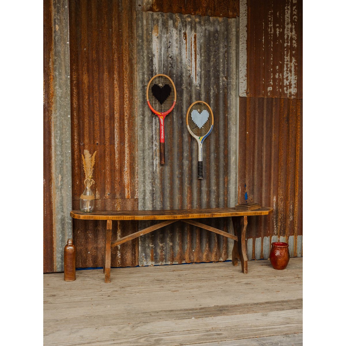 Banc en bois Antoine N°544 - Bon état bois foncé, DEBONGOUT