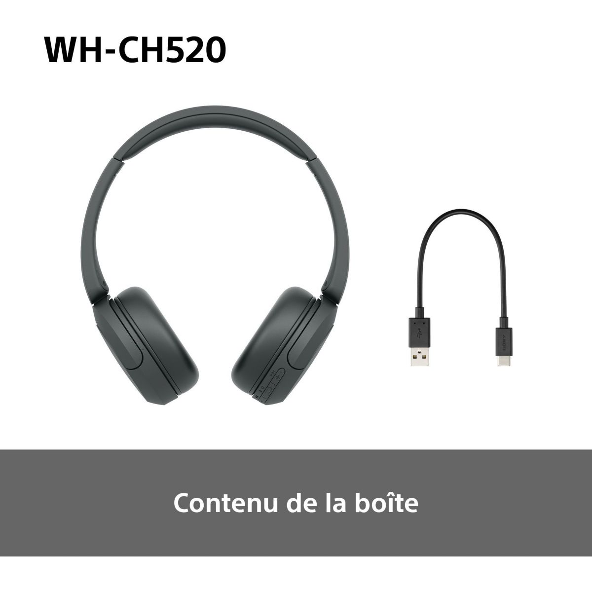 Casque WH-CH520 Noir noir, SONY